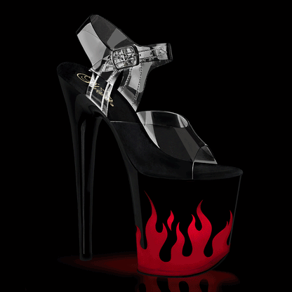 Pleaser  Sandals FLAMINGO-808NLFL Clr/Blk-Red