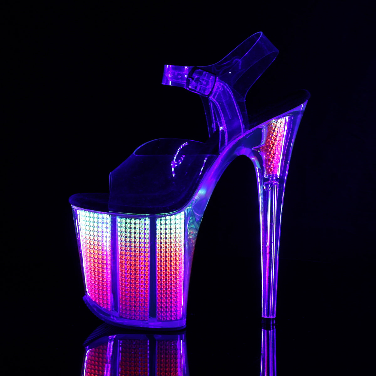 Pleaser Womens Sandals FLAMINGO-808SRS Clr/Neon Multi SRS