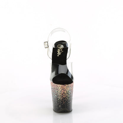 Pleaser   FLAMINGO-808SS Clr/Blk-Dusty Blush Multi Glitter