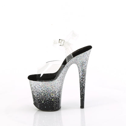 Pleaser   FLAMINGO-808SS Clr/Blk-Slv Multi Glitter