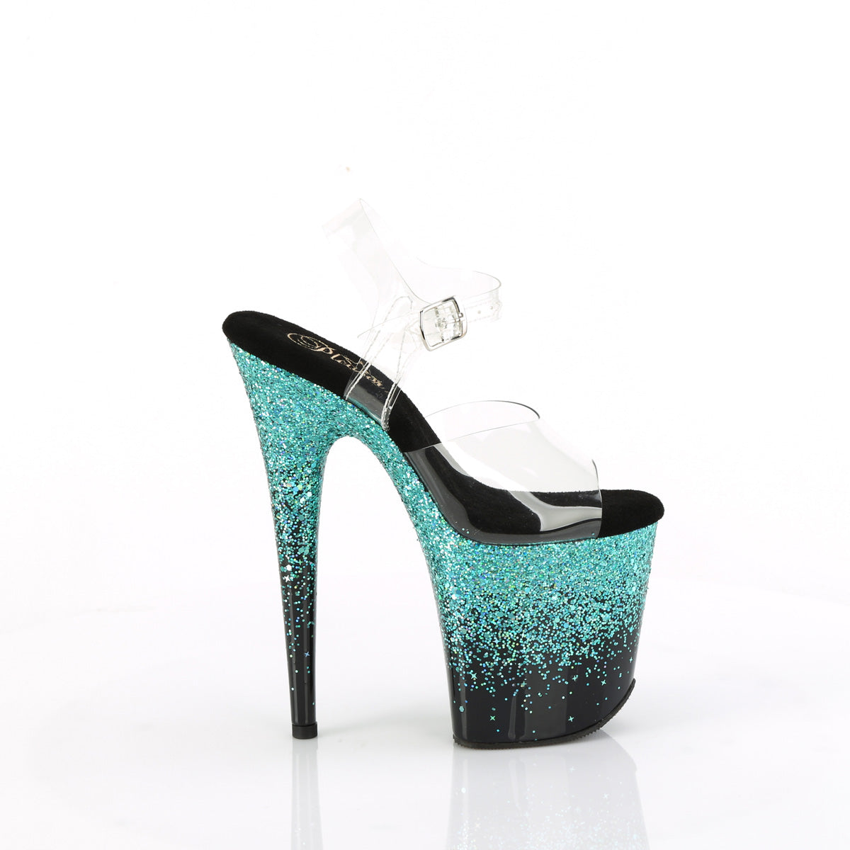 Pleaser   FLAMINGO-808SS Clr/Blk-Turquoise Multi Glitter