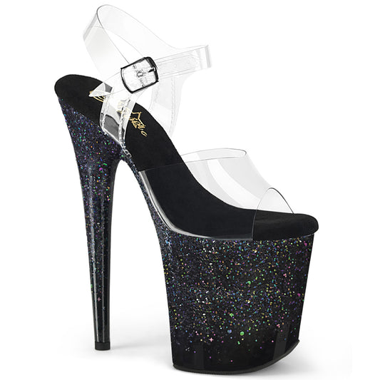 Pleaser   FLAMINGO-808SS Clr/Blk Multi Glitter