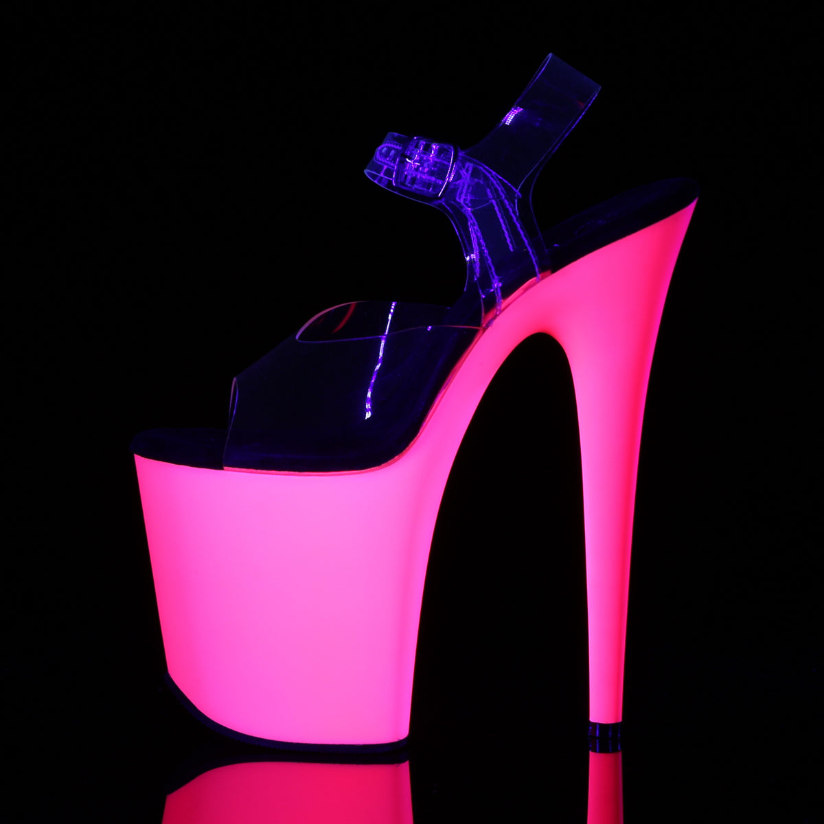 Pleaser Womens Sandals FLAMINGO-808UV Clr/Neon Pink