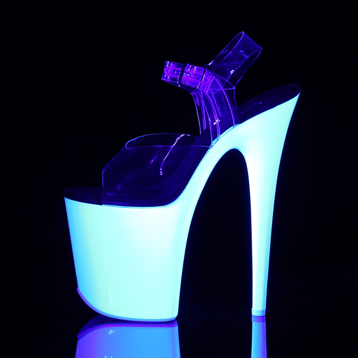 Pleaser Womens Sandals FLAMINGO-808UV Clr/Neon Wht