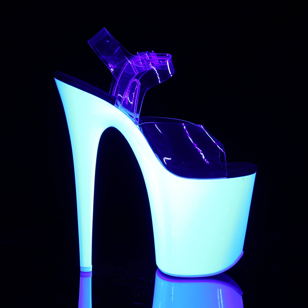 Pleaser Womens Sandals FLAMINGO-808UV Clr/Neon Wht