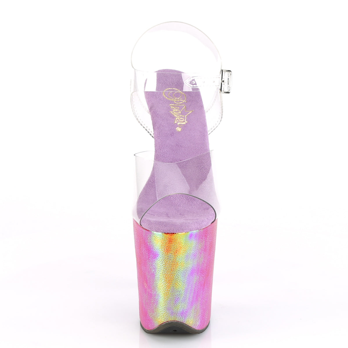 Pleaser Womens Sandals FLAMINGO-808WR Clr/Purple Hologram Wrapped