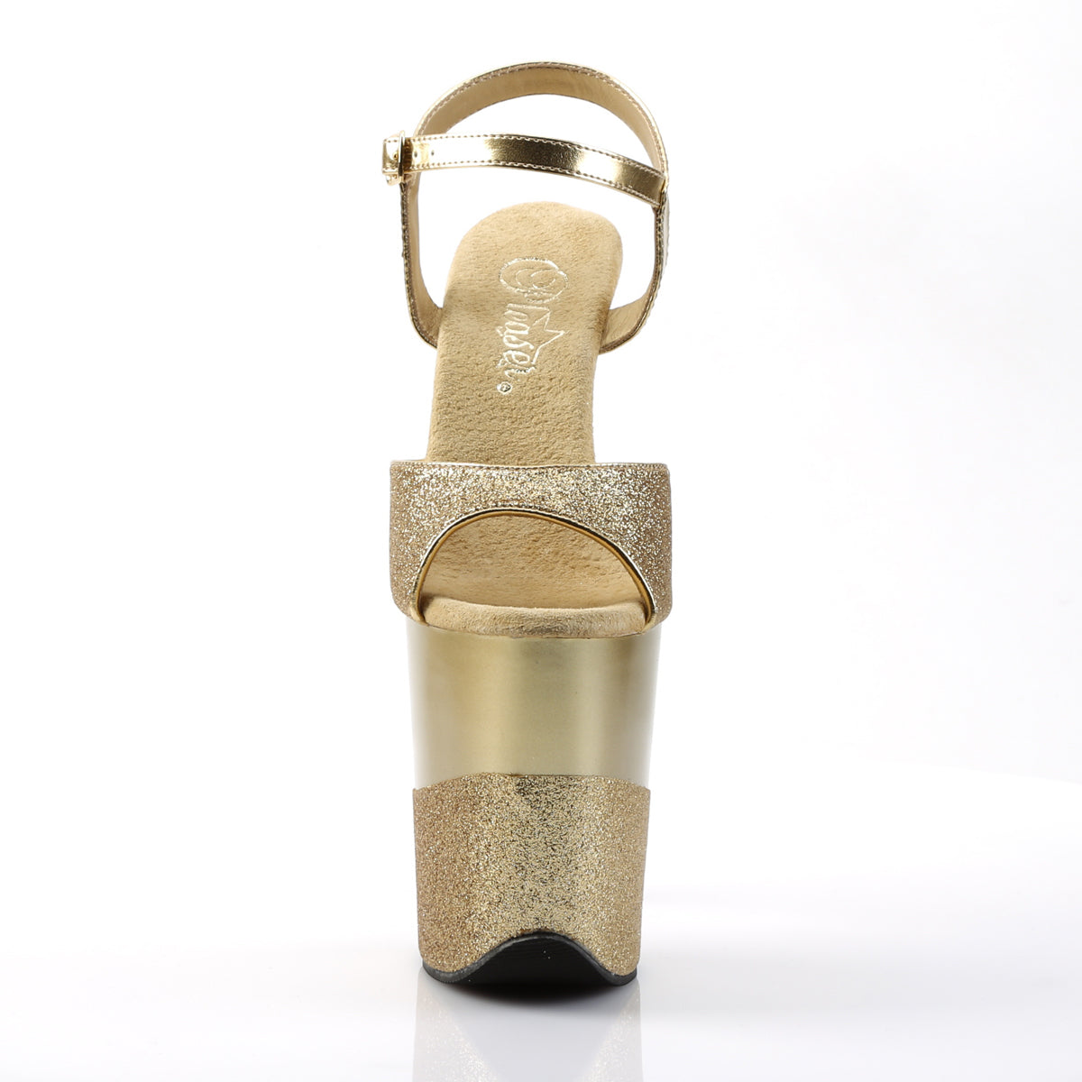 Pleaser Womens Sandals FLAMINGO-809-2G Gold Glitter/Gold-Glitter
