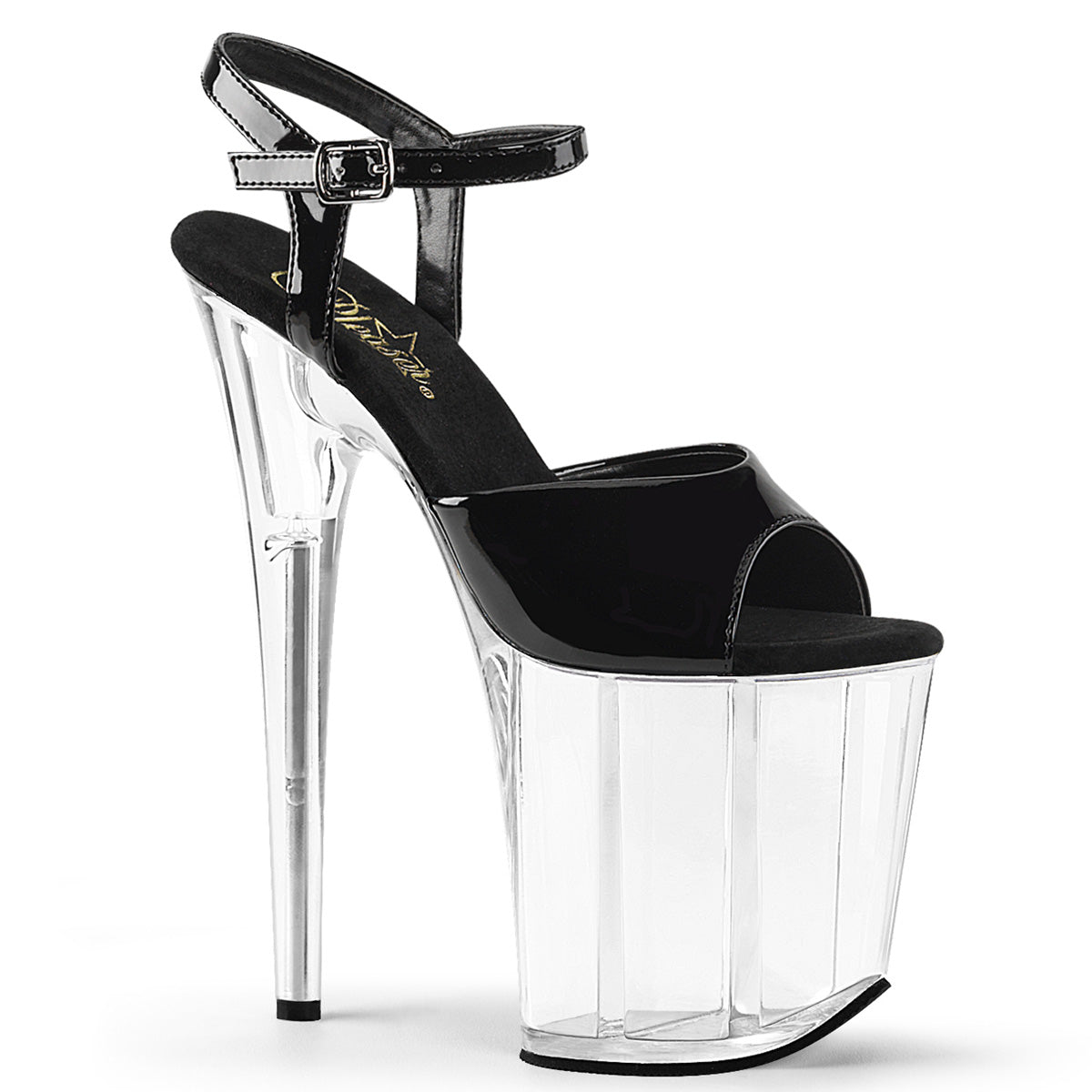 Pleaser Womens Sandals FLAMINGO-809 Blk Pat/Clr