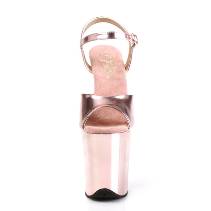 Pleaser Womens Sandals FLAMINGO-809 Rose Gold Met. Pu/Rose Gold Chrome