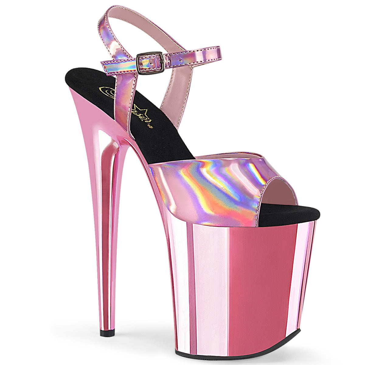 Pleaser Womens Sandals FLAMINGO-809HG B. Pink Hologram/B. Pink Chrome
