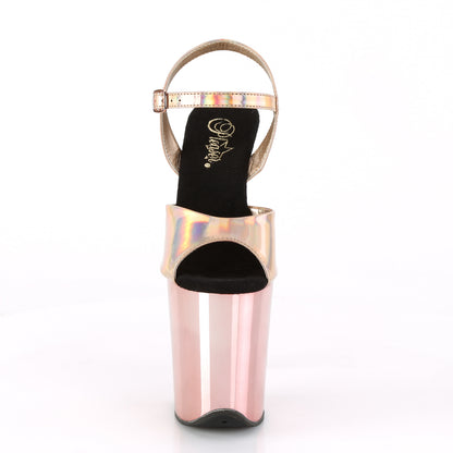 Pleaser Womens Sandals FLAMINGO-809HG Rose Gold Hologram/Rose Gold Chrome