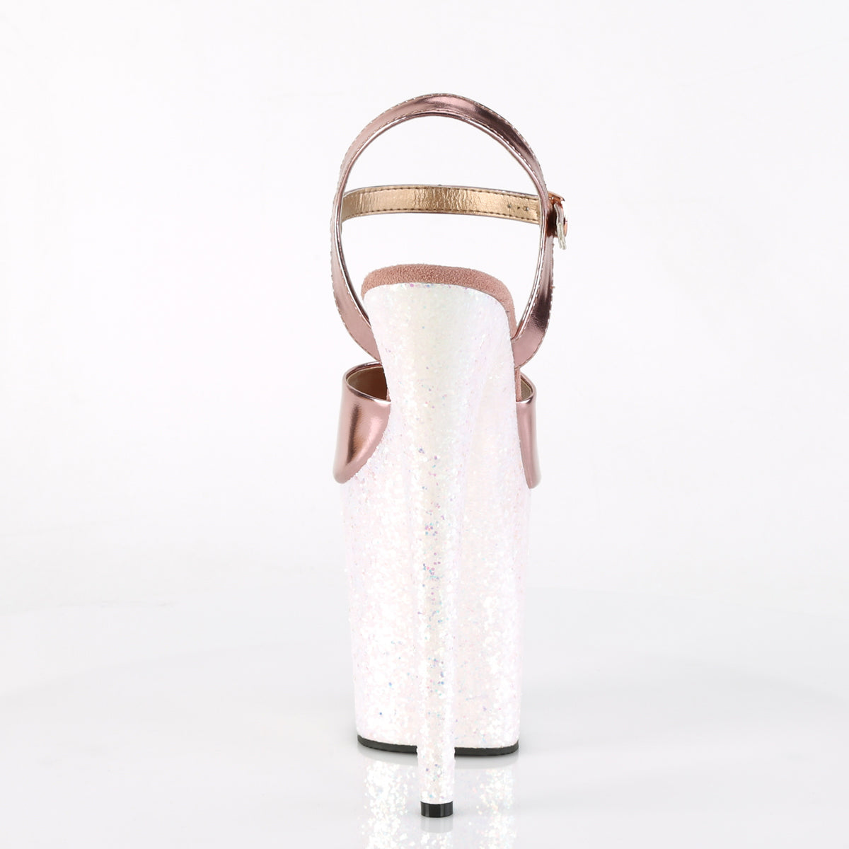 Pleaser Womens Sandals FLAMINGO-809LG Rose Gold Metallic Pu/Opal Multi Glitter
