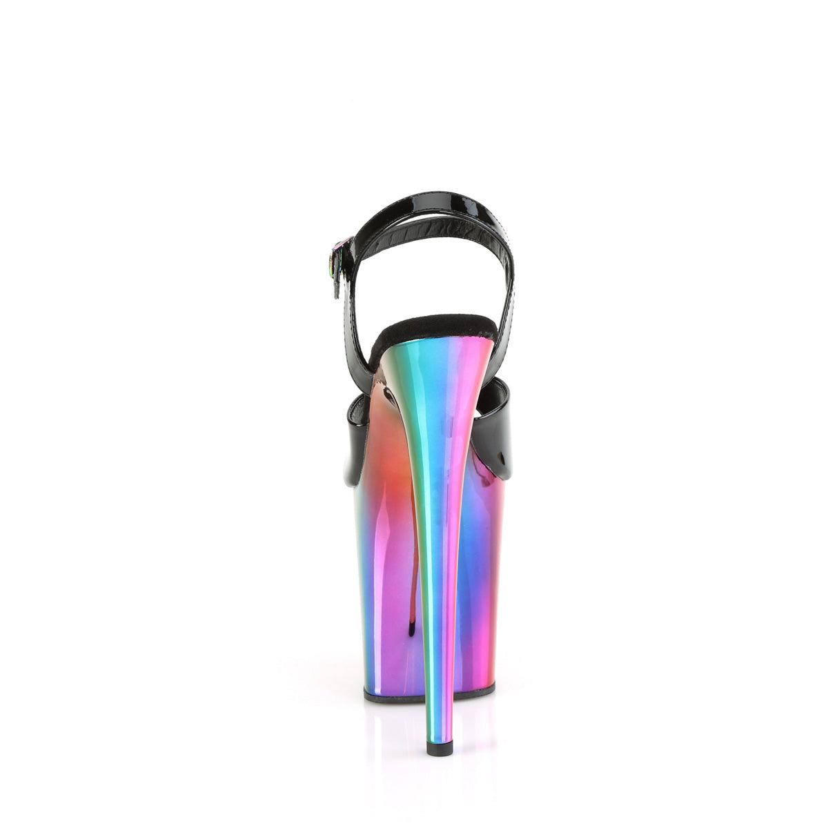 Pleaser  Sandals FLAMINGO-809RC Blk Pat/Rainbow Chrome