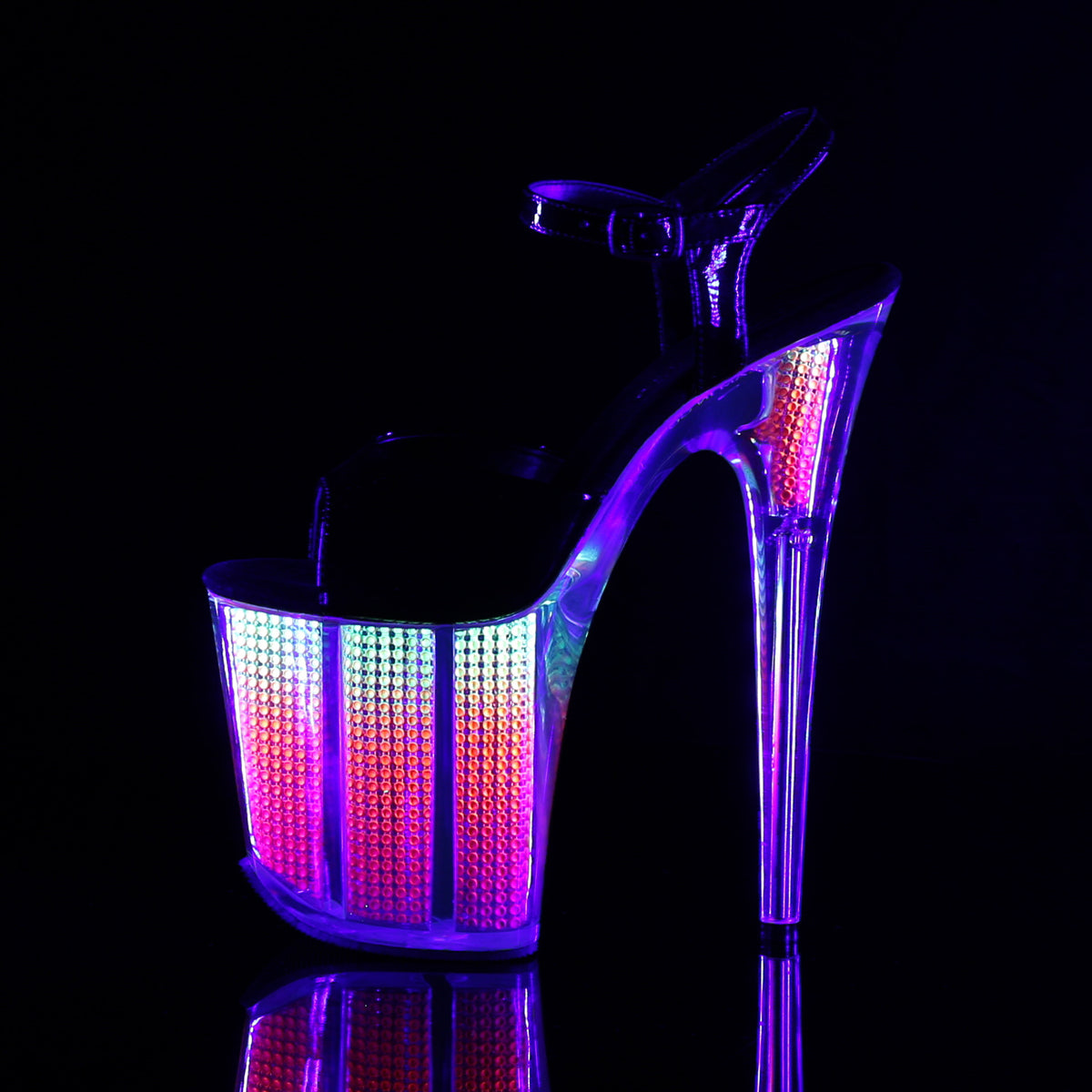 Pleaser Womens Sandals FLAMINGO-809SRS Blk Pat/Neon Multi SRS