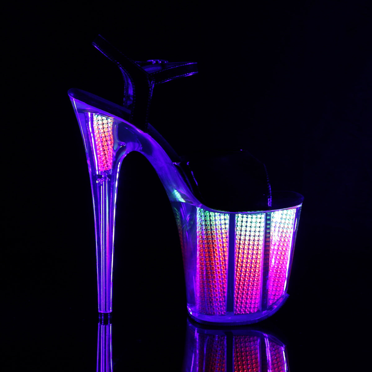 Pleaser Womens Sandals FLAMINGO-809SRS Blk Pat/Neon Multi SRS