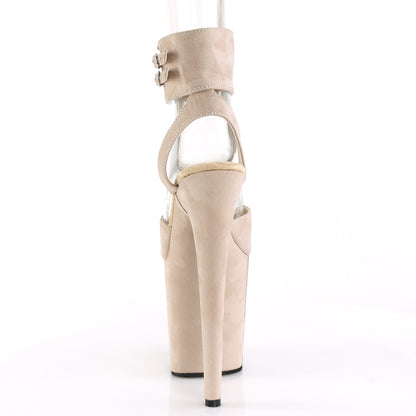 Pleaser Womens Sandals FLAMINGO-891 Beige Faux Suede/Beige Faux Suede