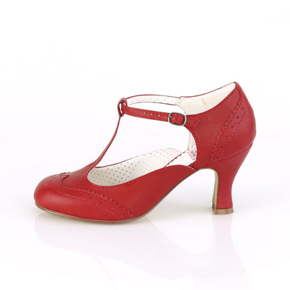Pin Up Couture Womens Pumps FLAPPER-26 Red Faux Leather