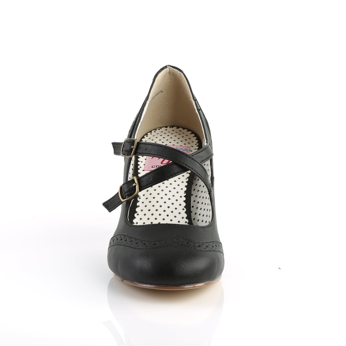 Pin Up Couture Womens Pumps FLAPPER-35 Blk Faux Leather