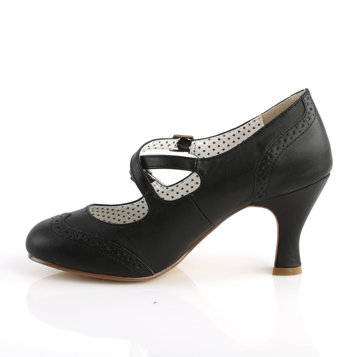Pin Up Couture Womens Pumps FLAPPER-35 Blk Faux Leather