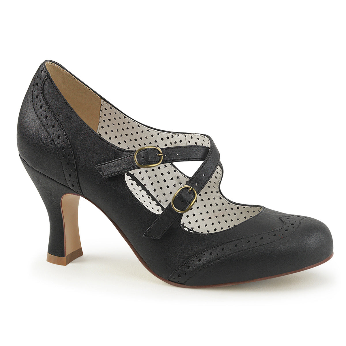 Pin Up Couture Womens Pumps FLAPPER-35 Blk Faux Leather