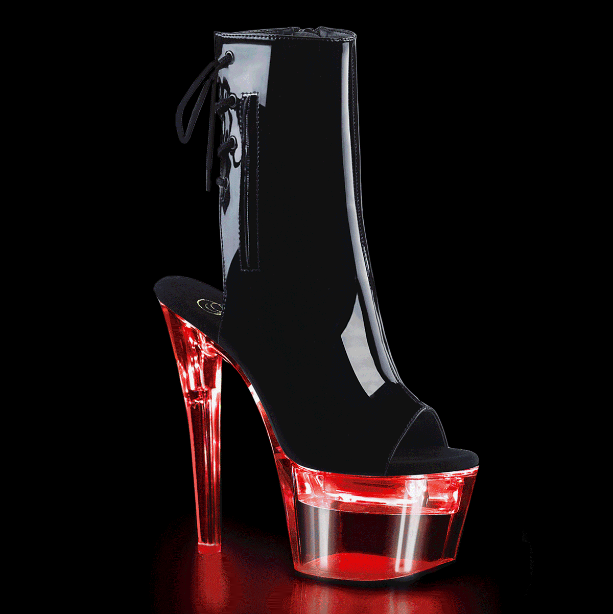 Pleaser Womens Ankle Boots FLASHDANCE-1018-7 Blk Pat/Clr