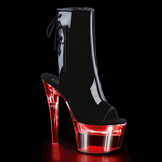 Pleaser Womens Ankle Boots FLASHDANCE-1018-7 Blk Pat/Clr