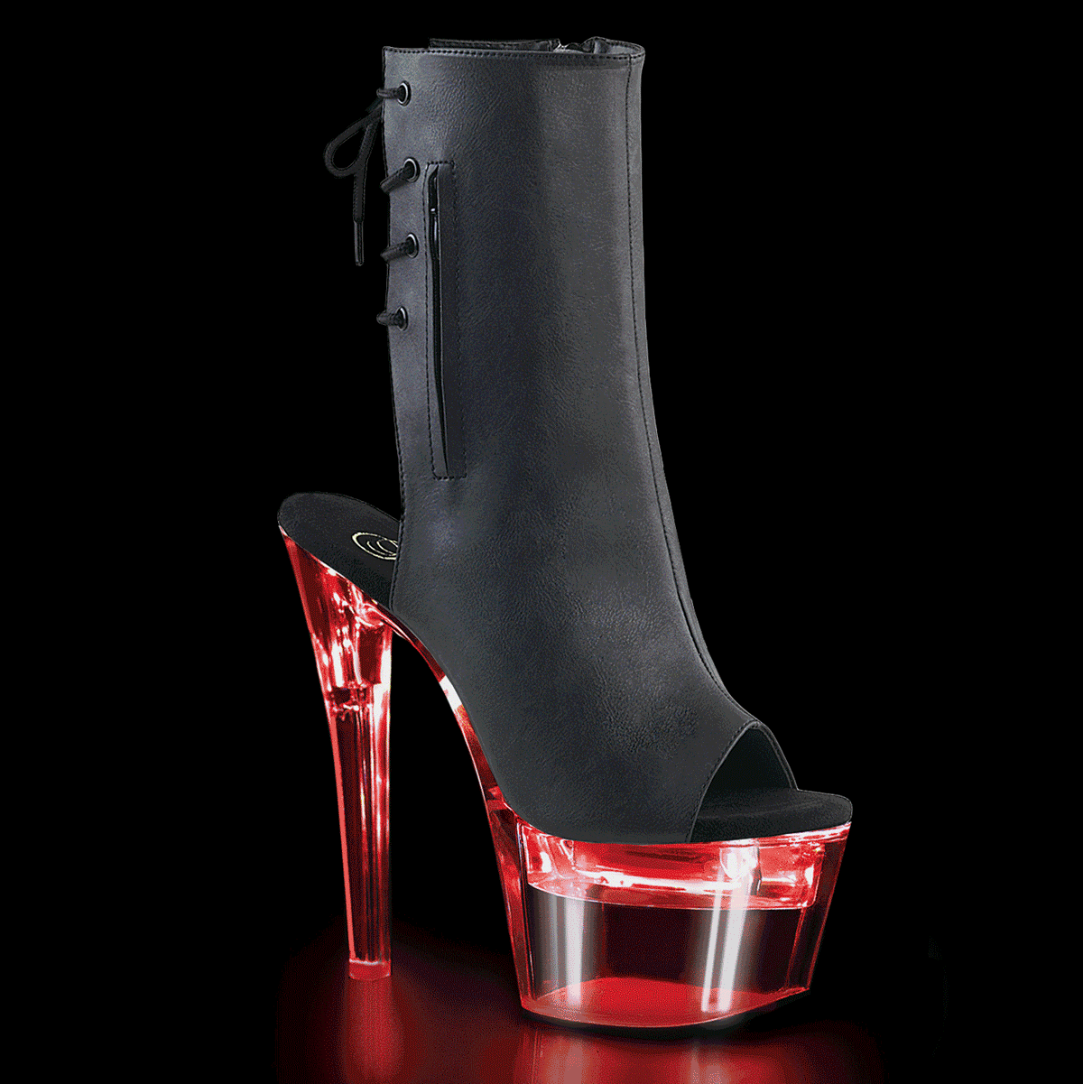 Pleaser Womens Ankle Boots FLASHDANCE-1018-7 Blk Faux Leather/Clr