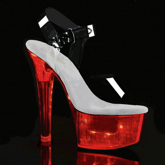 Pleaser Womens Sandals FLASHDANCE-608CH Clr/Slv Hologram