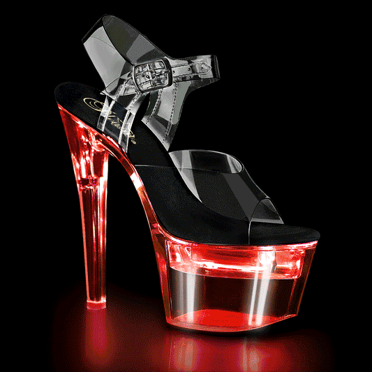 Pleaser Womens Sandals FLASHDANCE-708 Clr-Blk/Clr