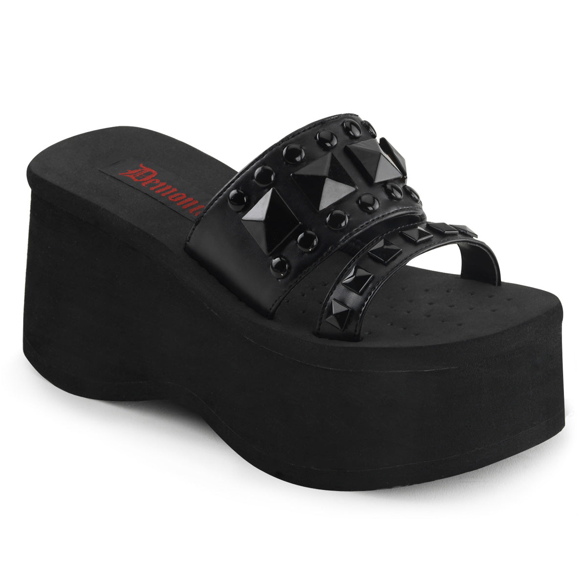 DemoniaCult Womens Sandals FUNN-18 Blk Vegan Leather