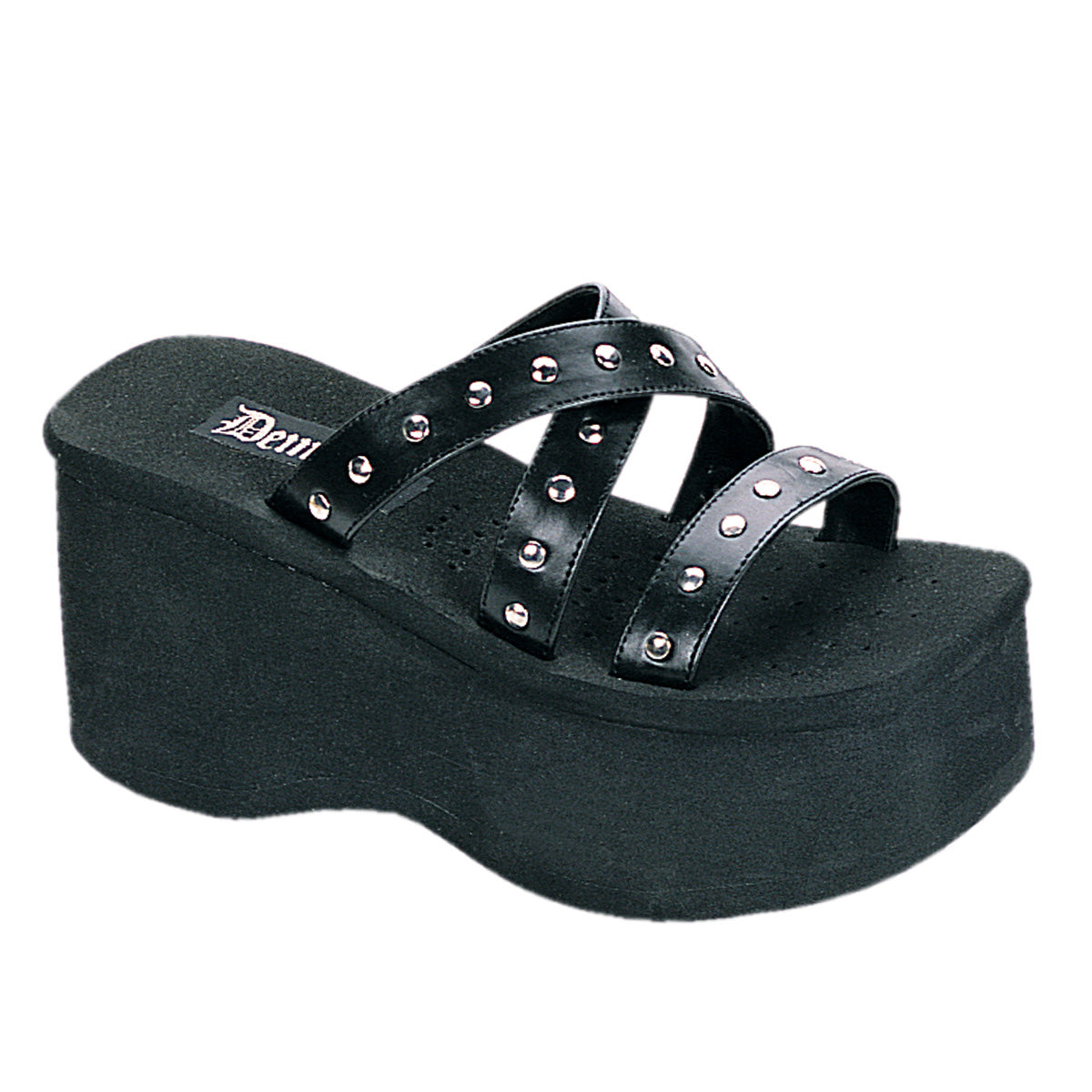 DemoniaCult Womens Sandals FUNN-19 Blk Vegan Leather