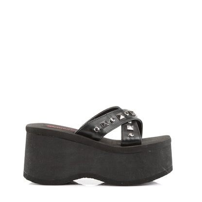 DemoniaCult Womens Sandals FUNN-29 Blk Vegan Leather