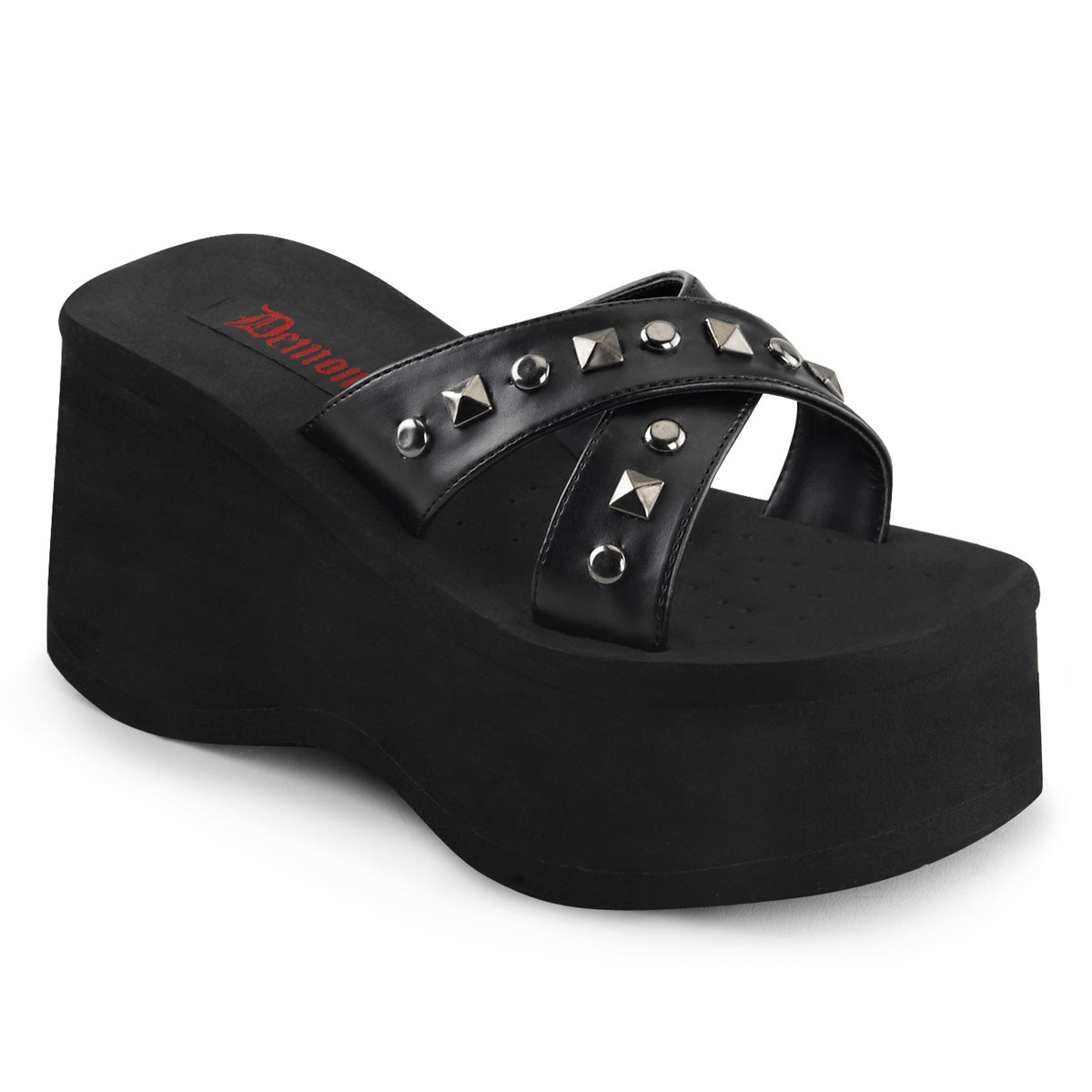 DemoniaCult Womens Sandals FUNN-29 Blk Vegan Leather