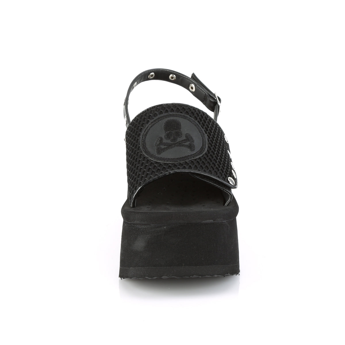 DemoniaCult Womens Sandals FUNN-32 Blk Fishnet-Vegan Leather