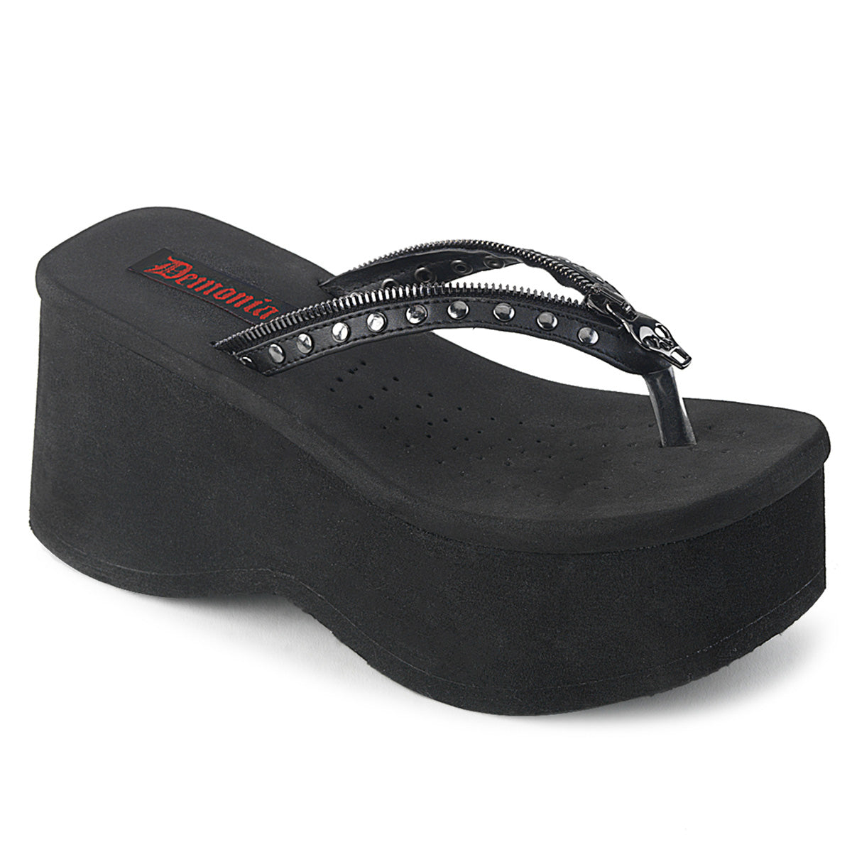 DemoniaCult Womens Sandals FUNN-33 Blk Vegan Leather