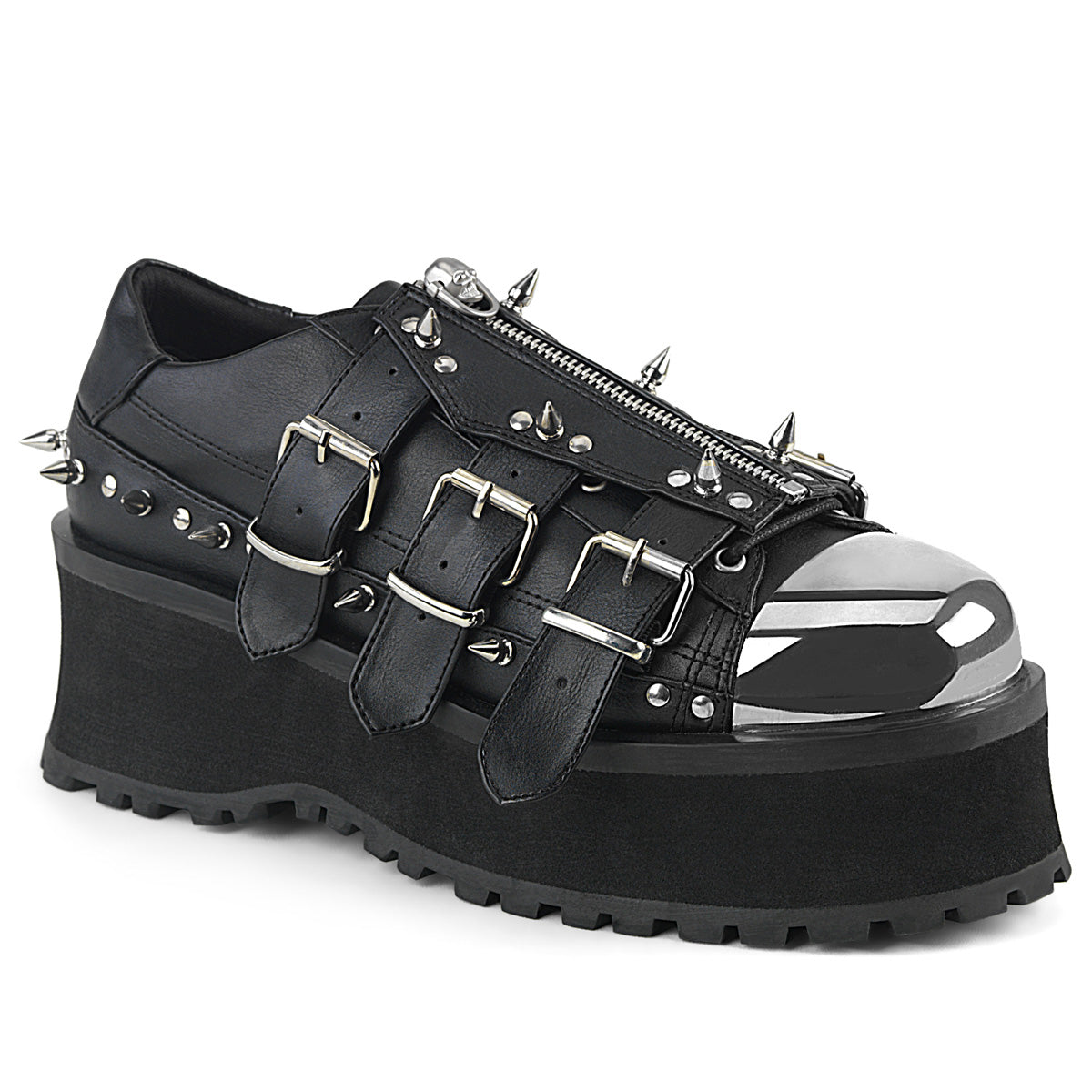 DemoniaCult Mens Boots GRAVEDIGGER-03 Blk Vegan Leather