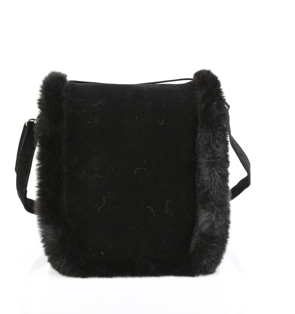DemoniaCult Women's Handbags HB-663 BLK FAUX SUEDE-FAUX FUR