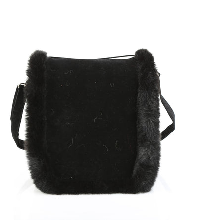 DemoniaCult Women's Handbags HB-663 BLK FAUX SUEDE-FAUX FUR