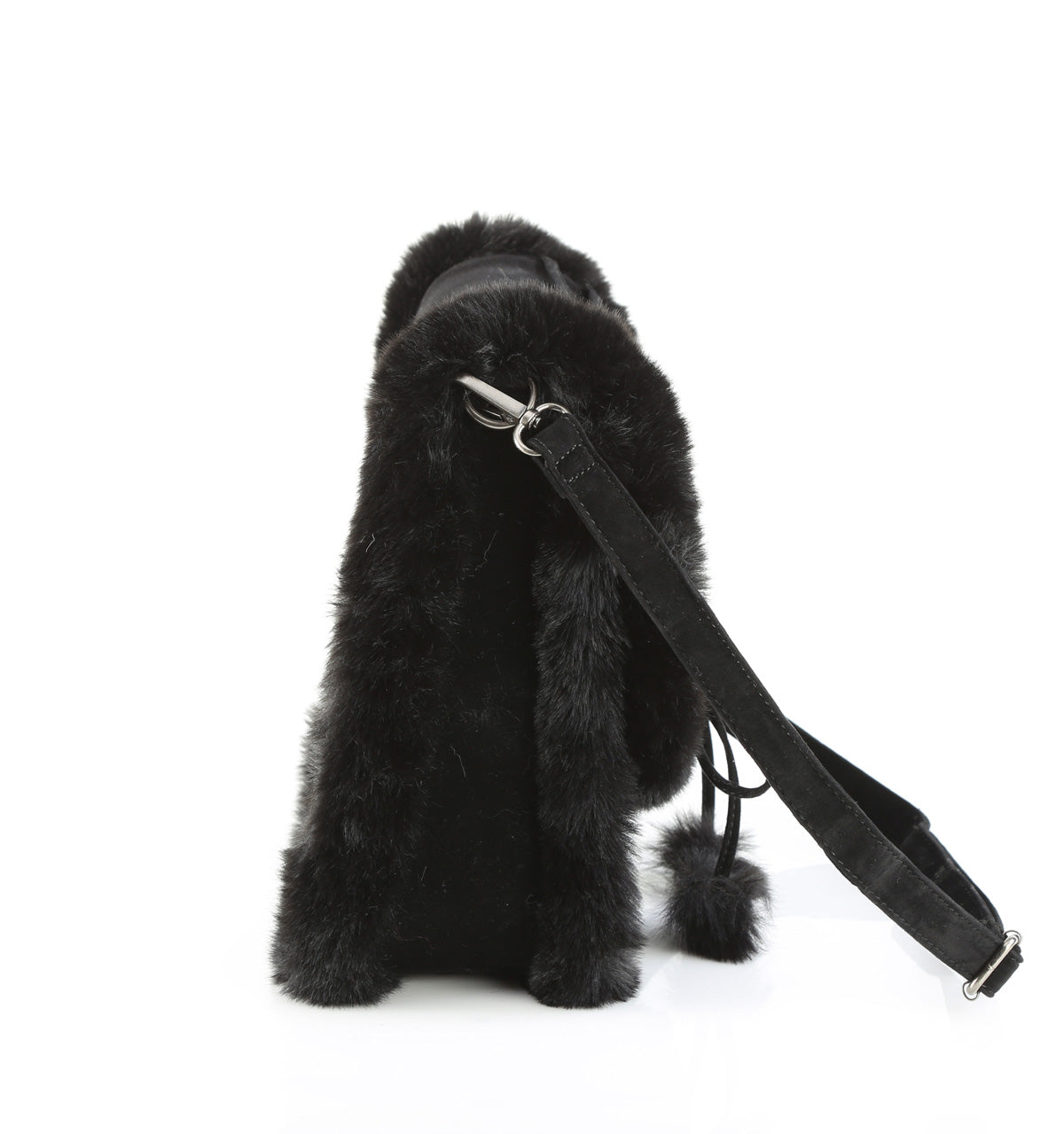 DemoniaCult Women's Handbags HB-663 BLK FAUX SUEDE-FAUX FUR