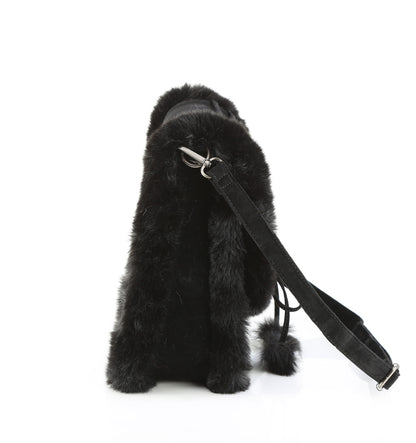 DemoniaCult Women's Handbags HB-663 BLK FAUX SUEDE-FAUX FUR