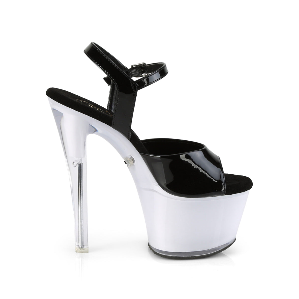 Pleaser Womens Sandals ILLUMINATOR-709 Blk Pat/White Glow