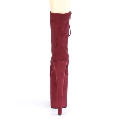 Pleaser Womens Ankle Boots INFINITY-1020FS Burgundy Faux Suede/Burgundy Faux Suede