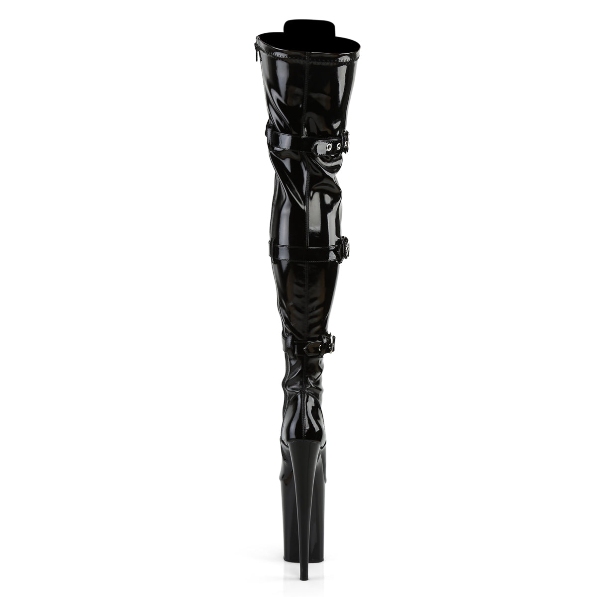Pleaser Womens Boots INFINITY-3028 Blk Stretch Pat/Blk