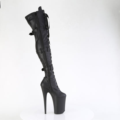 Pleaser Women's Platform Shoes INFINITY-3028 Blk Str Faux Le/Blk Matte