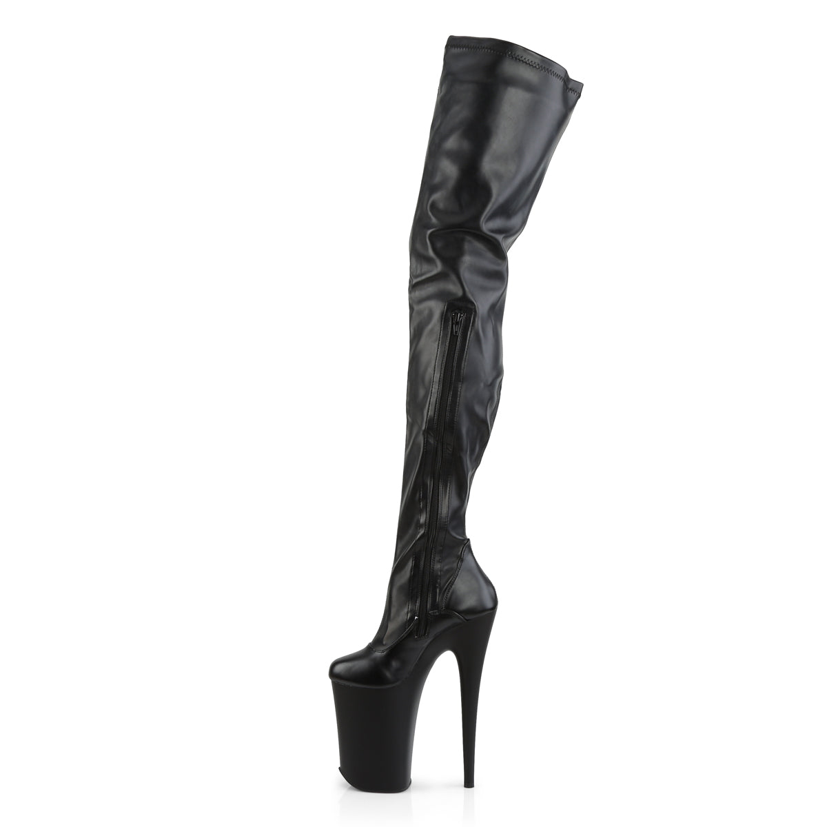 Pleaser Womens Boots INFINITY-4000 Blk Str Faux Leather/Blk Matte