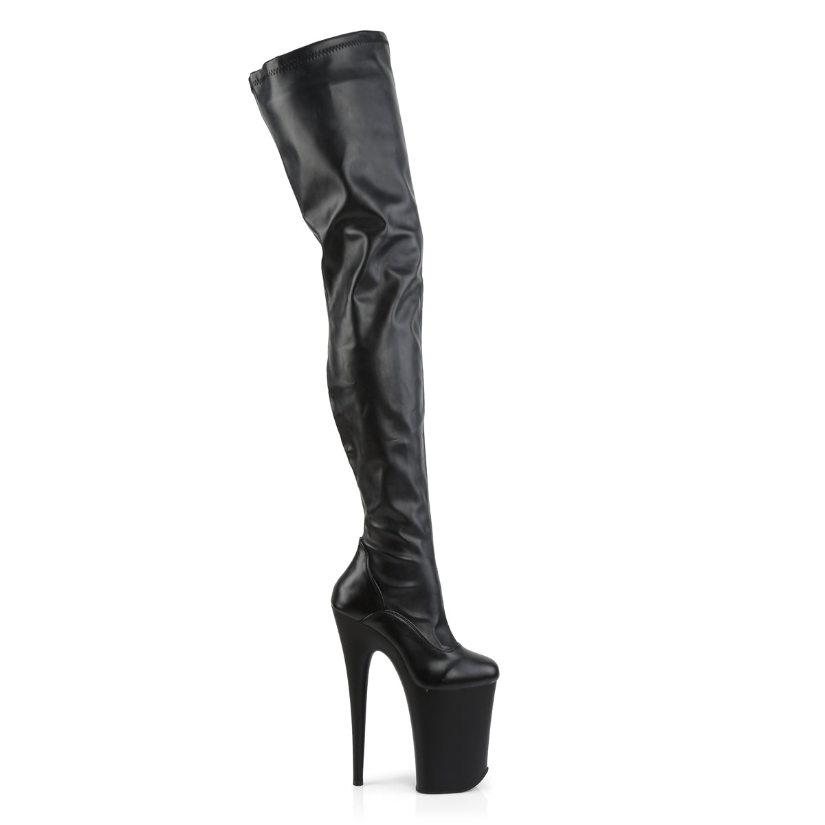 Pleaser Womens Boots INFINITY-4000 Blk Str Faux Leather/Blk Matte