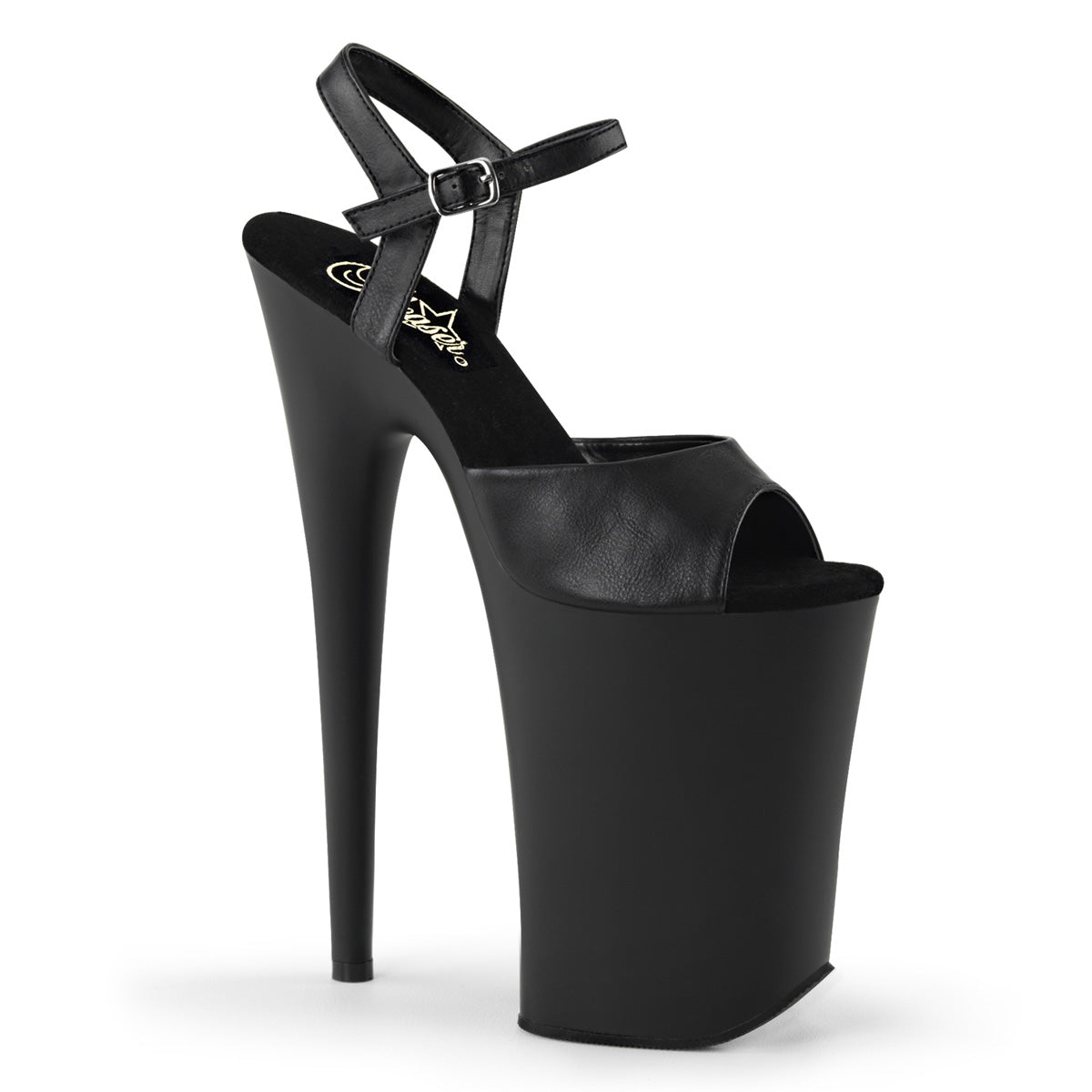 Pleaser Womens Sandals INFINITY-909 Blk Faux Leather/Blk Matte