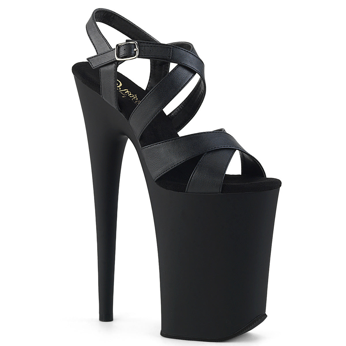 Pleaser Womens Sandals INFINITY-997 Blk Faux Leather/Blk Matte
