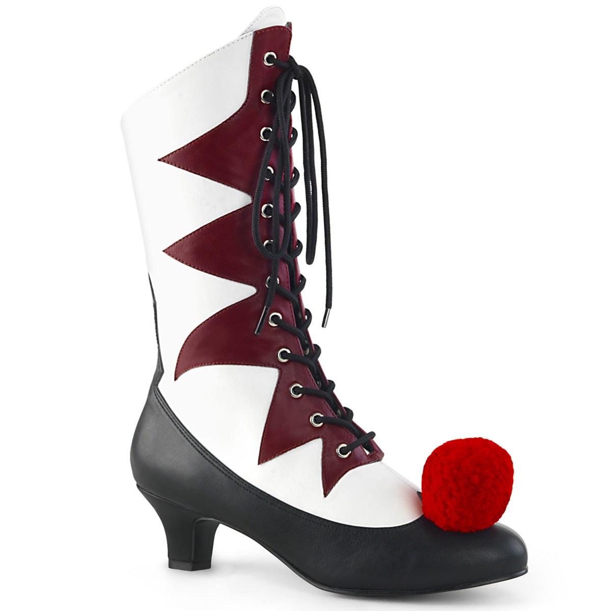 Funtasma Womens Boots IT-120 White-Burgundy Pu