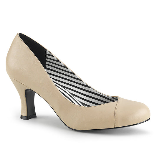 Pleaser Pink Label Womens Pumps JENNA-01 Cream Faux Leather